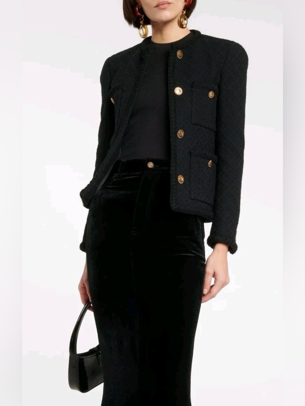 NWT Saint Laurent black tweed jacket 36